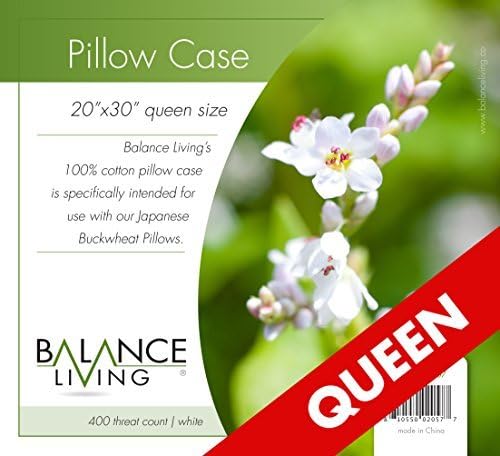 Balance Living Pillow Case Queen Size 20"x 30", Specifically Designed for Japanese Style Buckwheat Pillows, Suited to Full/Queen Beds, Full Protection, Superior Quality Weave, 400 Thread Count for Smooth, Lofty Comfort, Easy Wash, Durable, Long, Healthy Sleep