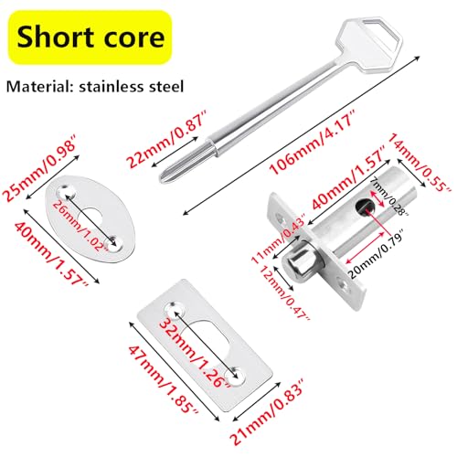 Ctyjia Door Security Rack Bolt, Mortice Door Bolt with Star Key, Anti-Theft Door Lock Bolt, Stainless Steel Door Bolts - Image 2