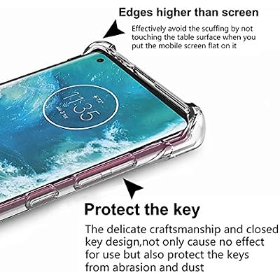 Osophter for Moto Edge Plus Case Clear Transparent Reinforced Corners TPU Shock-Absorption Flexible Cell Phone Cover for Motorola Moto Edge+(Purple Flower)