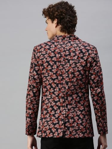 Image of SHOWOFFFF Men Floral Single Breasted Casual Blazer | Notched Lapel Full Sleeves Cotton Blazer for Mens | Slim Fit Regular Length Blazer for Men's