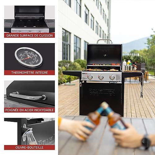 Royal Gourmet GH3000E-F 3 Burner Gas Barbecue, Black