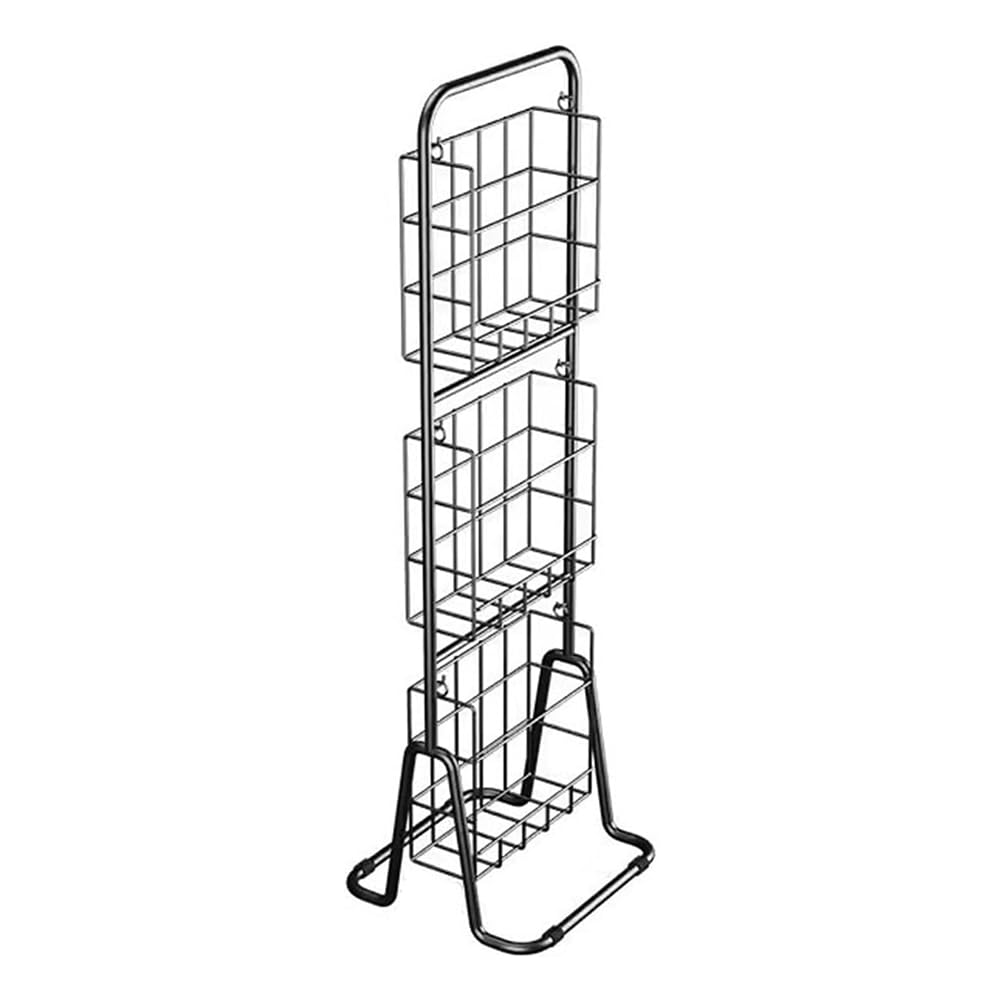 MegLob Freestanding Magazine Holder, Industrial Brochure Newspaper Display Stand Rack, Retro Metal Newspaper Organizer Rack, Magazine Holder Book Display Shelf, for Exhibition/Store,Black