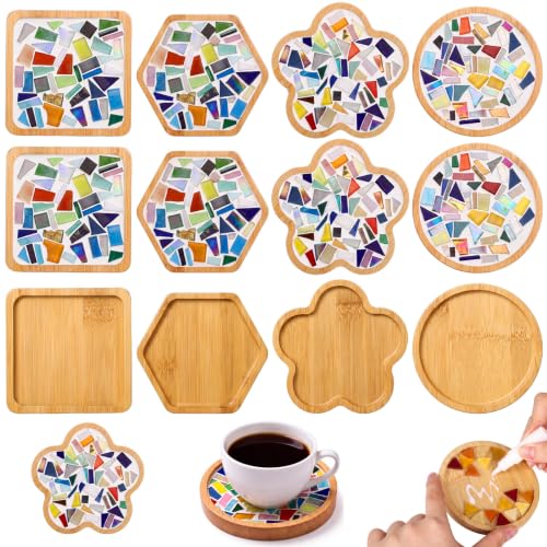 Mifoci 12 Set Mosaic Coaster Kit for Adults, DIY Arts and Crafts Supplies