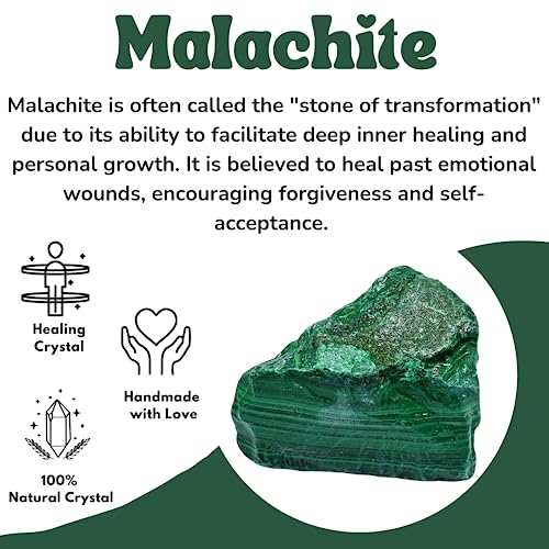 Image of Amazing Gemstone 2 Pieces Malachite Raw Crystals and Healing Stones, Natural Rocks for Tumbling and DIY Raw Stones and Crystals