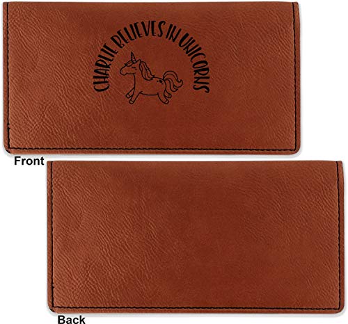 Personalized Unicorns Leatherette Checkbook Holder - Single Sided