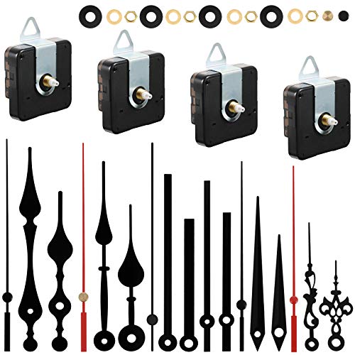 4 Pieces Quartz Diy Wall Clock Movement Mechanism Battery Operated Clock Motor Kit With 6 Sets Of Hands (0.5 Inch/ 13 Mm, Black, Red) #TOP2