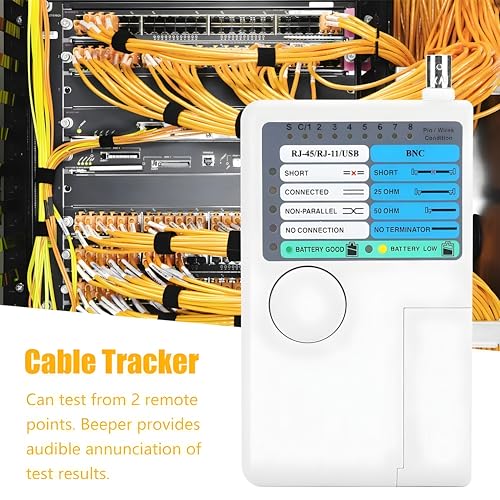Image of COOLCOLD Lan Tester | 4 In 1 Remote Cable Tester RJ45, RJ11, USB and BNC LAN Network Cable Cat5 Cat6 Wire Tester for UTP STP Telephone LAN Cables Tracker Detector Tool (Battery Included)