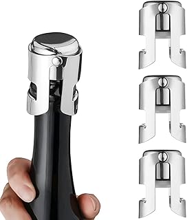 iDopick 3 Pack Champagne Stoppers with Stainless Steel Bottle Sealer with Food Grade Silicone Leak Proof Sealer Stopper Ke...