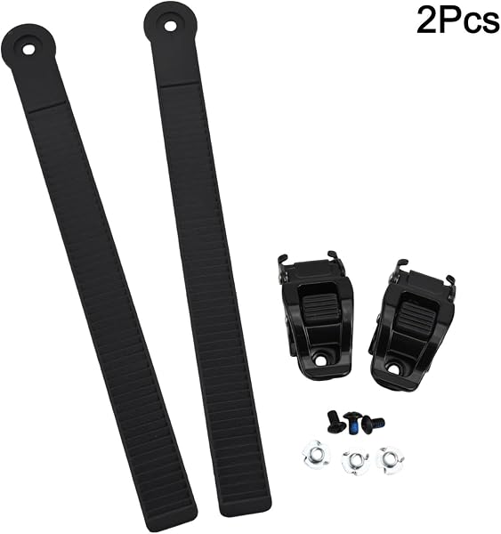 Sangles de fixation de rechange pour snowboard avec boucles pour snowboards et patins à roulettes – Kit de sangle de cheville en nylon durable – Noir - 4