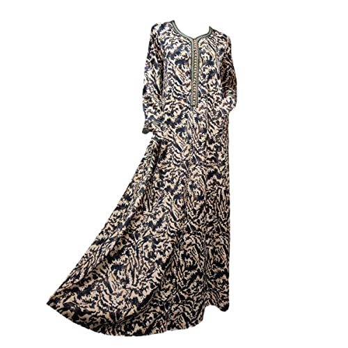 Robe musulmane à imprimé floral avec coupe fluide style turc