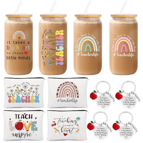 UAREHIBY 12 peças presentes de agradecimento de professores a granel, presentes de agradecimento aos professores para mulheres com vidro de 473 ml, presente de Natal para professores, presente de dia