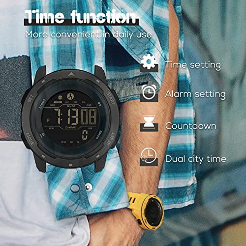 Findtime Men's Digital Watch Waterproof Pedometer Watches Sport Watch Step Counter Calorie Military Watch With Stopwatch Alarm Led Backlight Countdown #TOP2