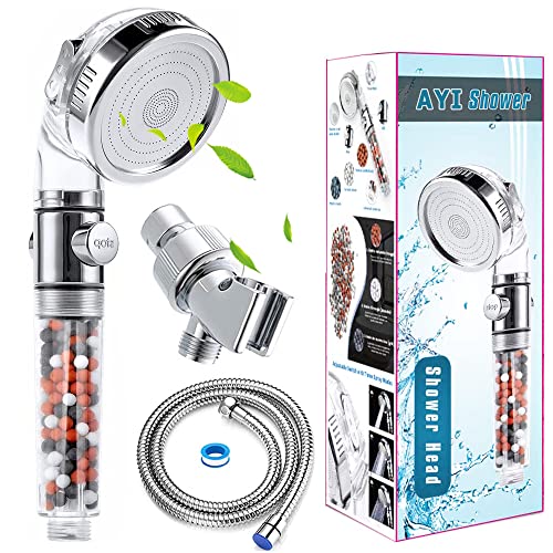 AYI Regadera Filtrada con Soporte, Manguera Metálica, Alta Presión, Manual, Purificadora de Agua Dura, Suavizador, Multi Modos, para Piel y Cabello Suave miniatura 1