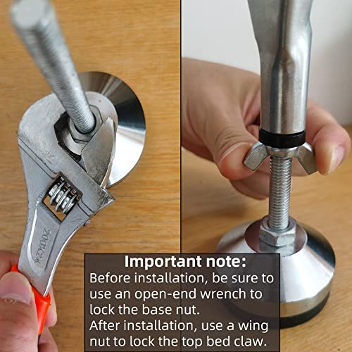 2 Pcs Bed Frame Slat Support Leg, Steel Bed Center Leg , Heavy-Duty Adjustable Height Support Feet, Wooden Furniture Foot Legs Replacements (2) #TOP5