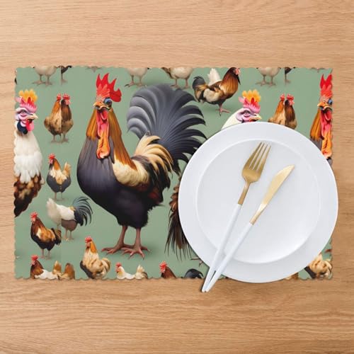 Set de table coq et poulet anti-graisse 30x45cm pour hôtel et maison - 8