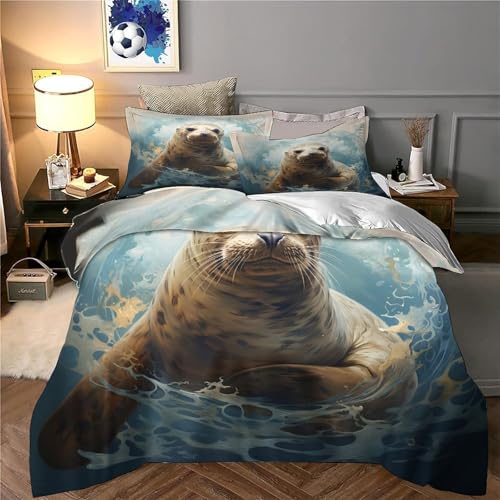 Housse de couette phoque anti-acarienne avec fermeture éclair pour lit single