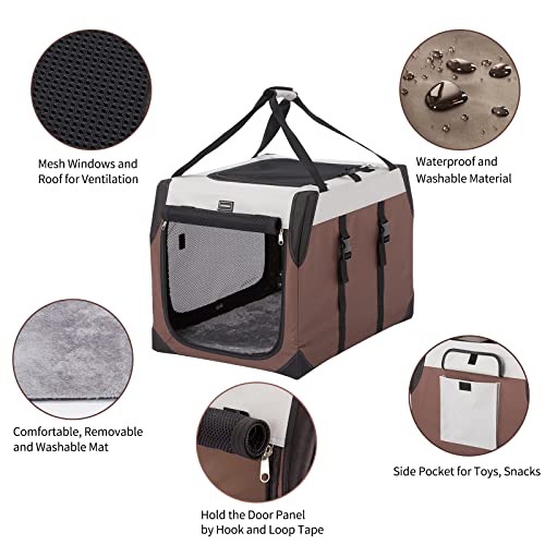 Donoro Dog Crates For Medium Dogs, Portable Collapsible Three Door Dog Kennel & Houses, Soft-Sided Cage For Indoor Training And Outdoor Travel With Pad (Medium (36"X24"X23")) #TOP3