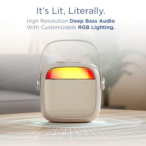 Image of Pebble Flare 5W Portable Bluetooth Speaker Deep Bass RGB Lights BT v5.3 TWS Pairing 4H Playtime Auto Pairing AUX /USB /TF /BT Compact Premium Design (Beige)