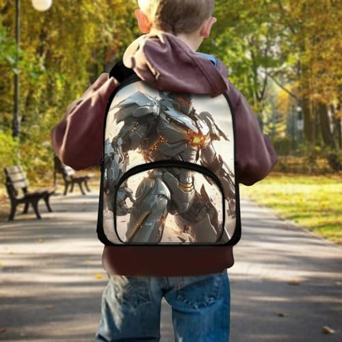 Robot Warrior Kids Boys School Backpack Cool Lightweight Large Capacity Kids Backpack with Two Side Pocket Laptop Travel Bags3