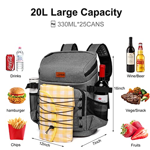 Backpack Cooler For Women, Small Soft Side Beach Back Pack Coolers 25 Cans Waterproof Cooler Backpack Insulated Leak-Proof For Hiking Kayaking Picnic (Gray) #TOP4