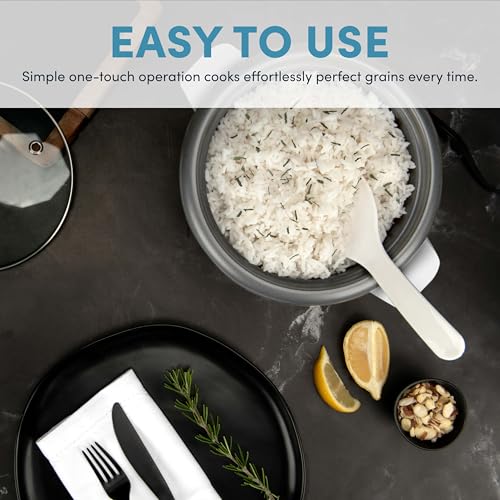 AROMA® Rice Cooker, 3-Cup (Uncooked) / 6-Cup (Cooked), Small Rice Cooker, Oatmeal Cooker, Soup Maker, Auto Keep Warm, 1.5 Qt, White, ARC-363NG