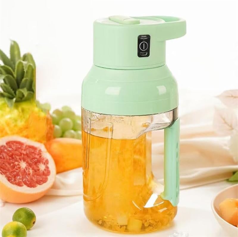 Portable Electric Juicer, 1500ml Capacity, USB Rechargeable, Mint Green