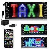 QBZDOUA Devil Eyes Light for Car, 7''x3'' Flexible LED Sign for Car, Programmable Scrolling LED Matrix Panel Sign, App Control Custom Text Pattern Digtial Small Message Board