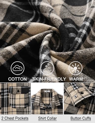 Image of COOFANDY Mens Flannel Shirts Long Sleeve Plaid Shirt Jacket Button Down Shirt with Pockets