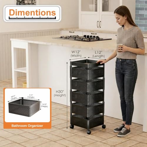 Nexanest 5 Tier Kitchen Storage Trolley with Wheels - Image 7