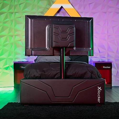X Rocker Oracle Gaming Bed with TV Mount, Black Vegan Leather and Durable Frame, 82.3\" x 41.3\" x 42.5\", Twin, Black - Thumbnail 7