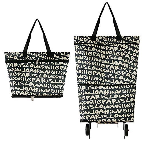 Zerich - Bolsa plegable plegable con ruedas, carrito de compras reutilizable, 2 a 1 carrito de compras para el hogar, supermercado, bolsa de gran capacidad # 3363