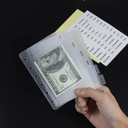 Miniatura 4 de 2 juegos de sobres de efectivo A7 con 2 calcomanías de pestañas, sobres A7 sin cremallera, para relleno de efectivo, divisor de polipropileno