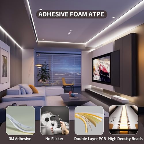 Tira LED PAUTIX COB 16.4ft Blanco Día 6500K con Conectores en L miniatura 6