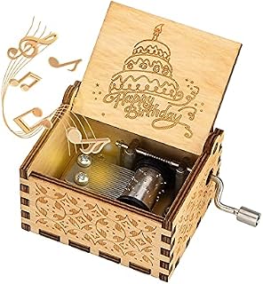Heveer Pozytywka Happy Birthday, drewniana, korba ręczna, prezent dla dzieci, przyjaciół, rodziny