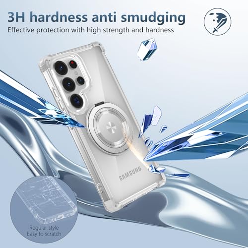 Image of Cubix Back Cover Case for Samsung Galaxy S26 Ultra Hard PC + TPU | Metal Ring Kickstand | 1500g Magnetic Hold | 360 Rotating Stand | Military Drop Protection | Air Cushioned Corners