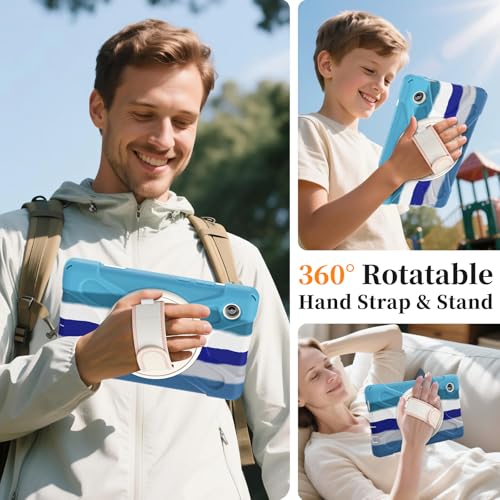Image of ProElite Cover for Galaxy Tab A11 Plus 11 inch 2025 Cover, Rugged 3 Layer Armor case Cover for Galaxy Tab A11+ 11 inch 2025 with Hand Grip & Rotating Kickstand with Shoulder Strap, Rainbow Blue