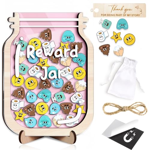 Image of Personalized Magnetic Reward Jar for Kids, Classroom Reward Jar | Wooden Positive Behavior System with Acrylic Emotion Tokens, Potty Training Toddler, Back to School Gifts, Classroom Decor