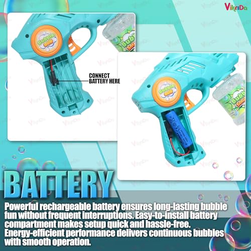 Image of VikriDA Bubble Gun Machine for Kids 4-8 | Automatic Bubble Blasters with Refill Solution Bottles | Outdoor Summer Toy for Parties & Play - Blue