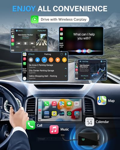Image of Jemluse Wireless CarPlay Adapter for Apple iPhone - Multi-User Seamless Connection for Convert Wired to Wireless Car Play Adapter - No Latency from iOS 10+ to Screen w /USB C(Charcoal)