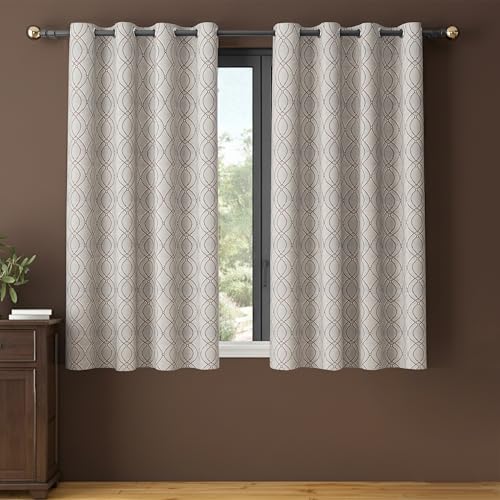 Image of Yellow Weaves 1 Pc Jacquard Oval Eyelet Window Curtain - Perfect for Home, Office, Bedroom, Living Room & Balcony - 5 Feet (Brown)