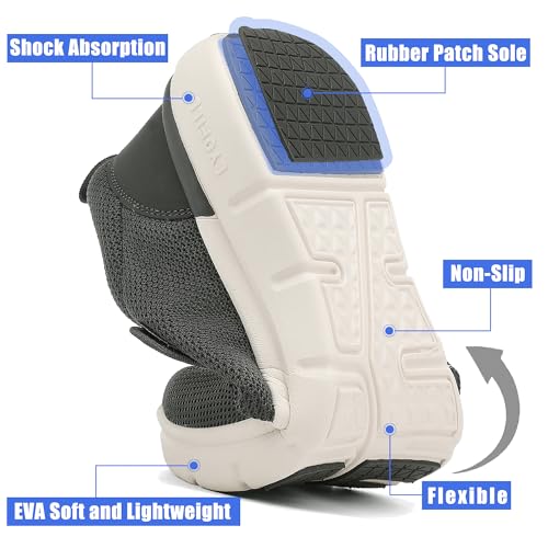 Diabetic Shoes Men Extra Wide Adjustable Width Slip On Walking Shoes with Arch Support for Swollen Feet Pain Relief (Gray, 11 XX-Wide)4