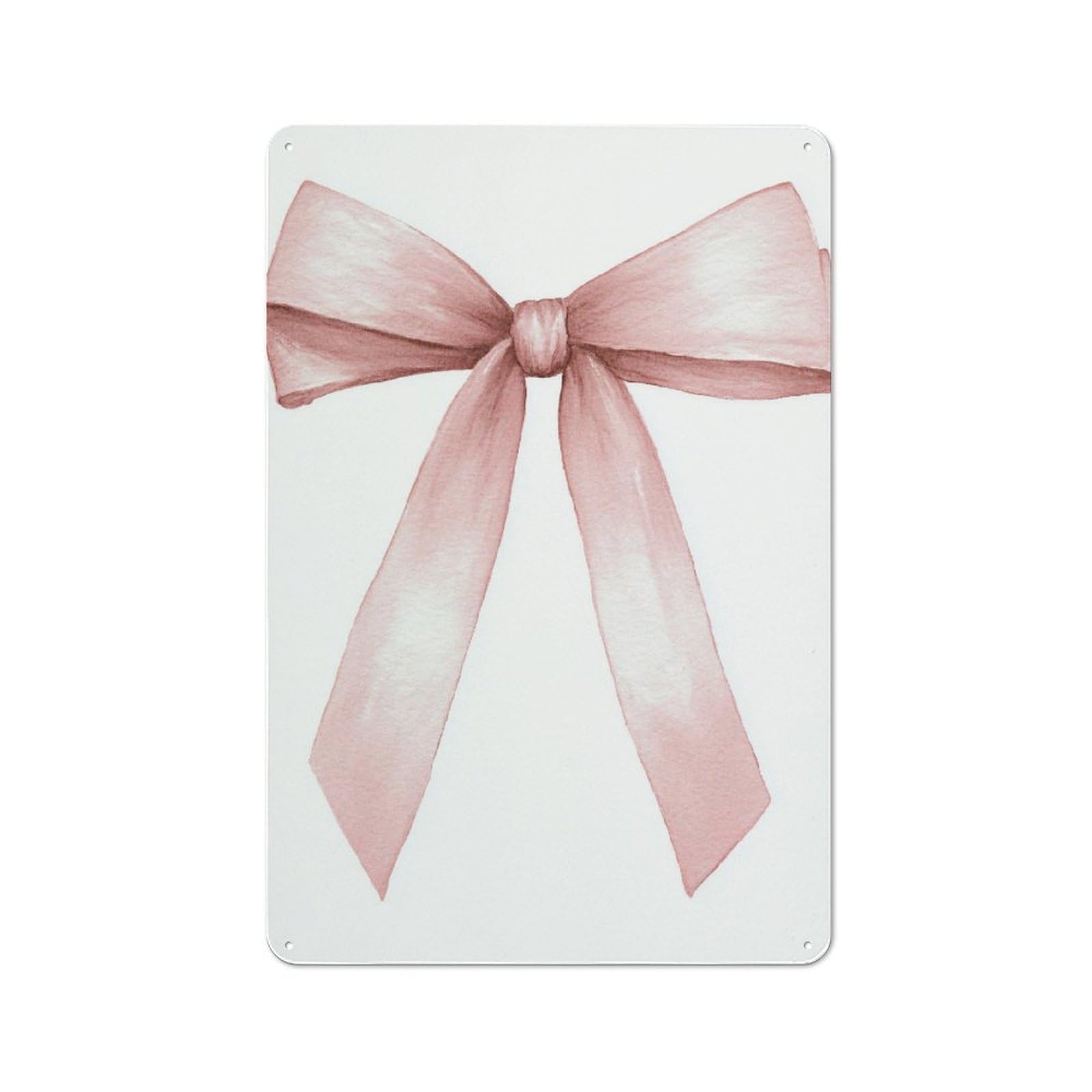Jubonexis Pink Ribbon Bow in Coquette Garden Tin Metal Signs Wall Art Decorations for Bar Pub Club Cafe Room Farmhouse White 30x20cm