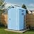 Greesum 4×4FT Plastic Outdoor Storage Shed with Floor, Resin Storaged Sheds with Lockable Door, Window & Vent, All-Weather Tool Sheds for Garden, Backyard, Patio, Blue (One-Piece Panel)