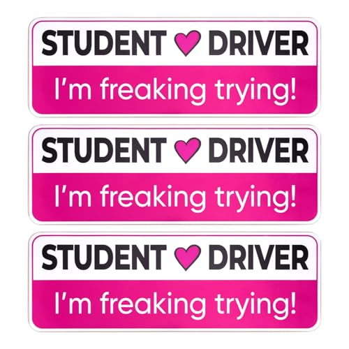 Image of 3pcs Student Driver Magnet, 10x3.54 Inch Reflective Magnetic Novice Driver Sticker Car Safety Attention Signs Reflective New Drivers Bumper Sticker for Beginners Student Car Decor