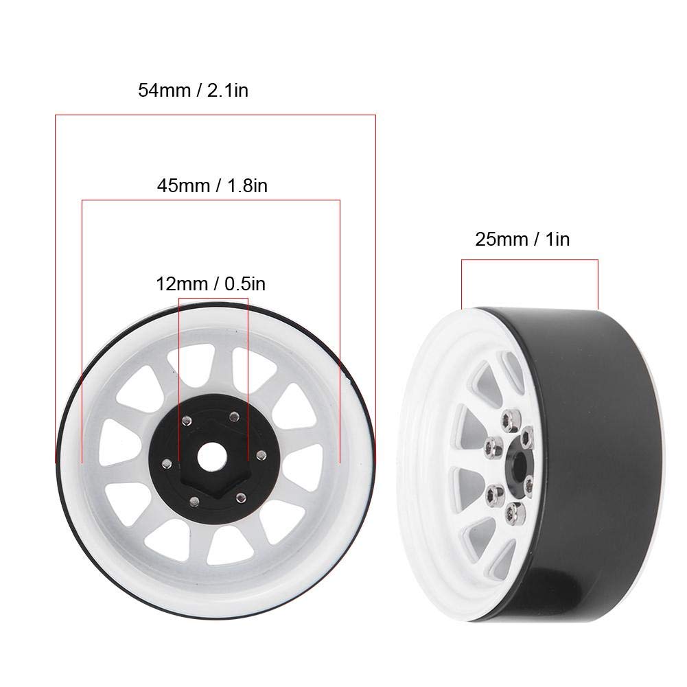 Dilwe Moyeu de Jantes en Alliage Beadlock Compatible avec TRAXXAS -4 1/10 RC Crawler(Blanc)