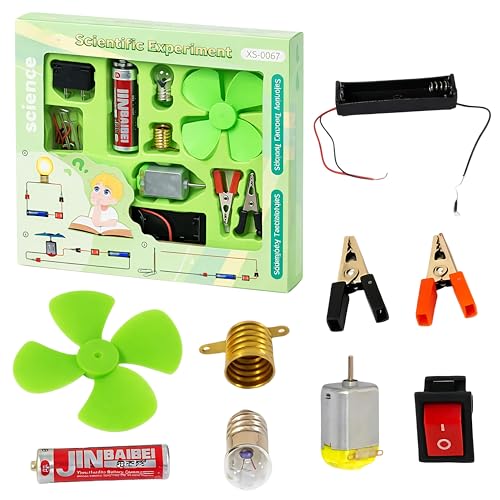 Image of FunBlast Science Experiment Kit - Science Kit for Kids, STEM Learning Kit, DIY Science Kit for Students & School Projects, Electric Circuit Kit for Students with Motor Fan Toy (Green)