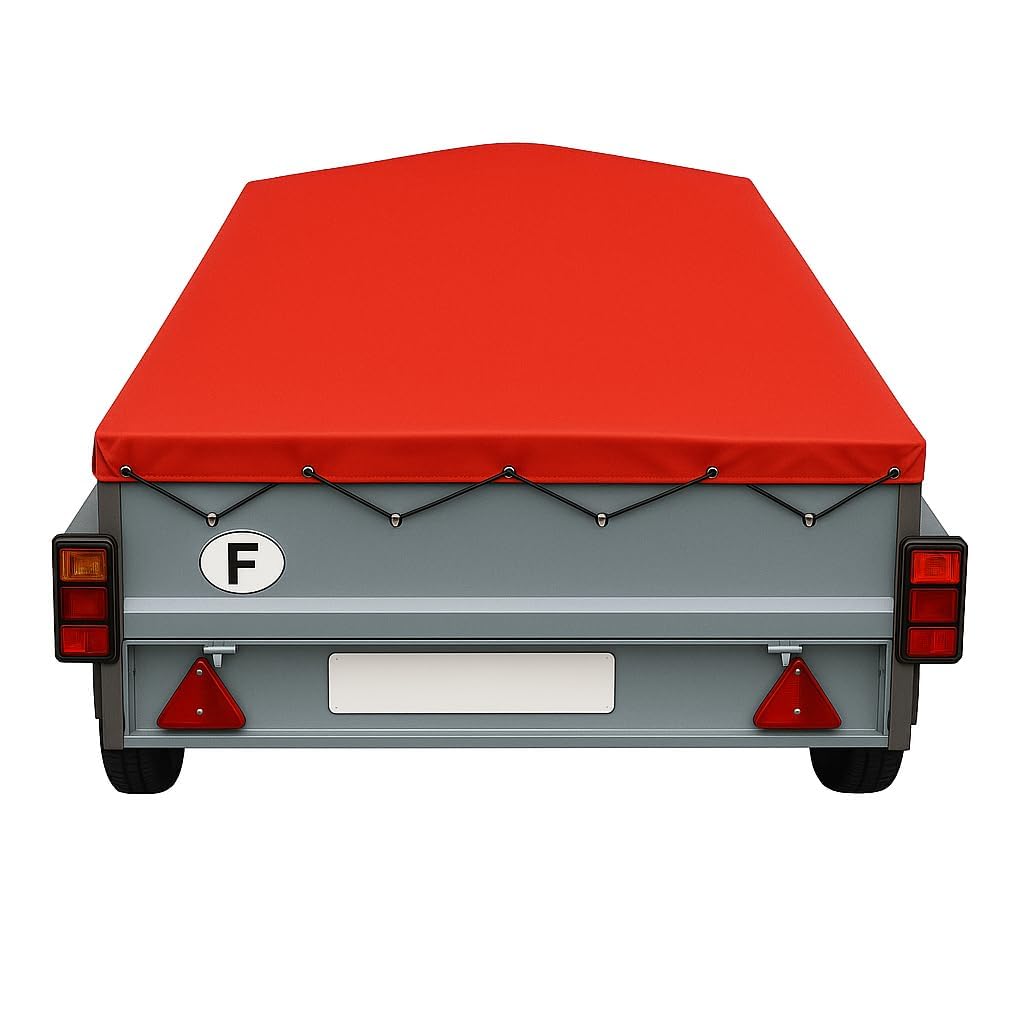 Lona de remolque Franc RB 2514-254 x 146 x 10 cm, PVC 640 g/m², funda de alta resistencia con ojales y Sandow. Fabricado en Francia. (Rojo 3002)
