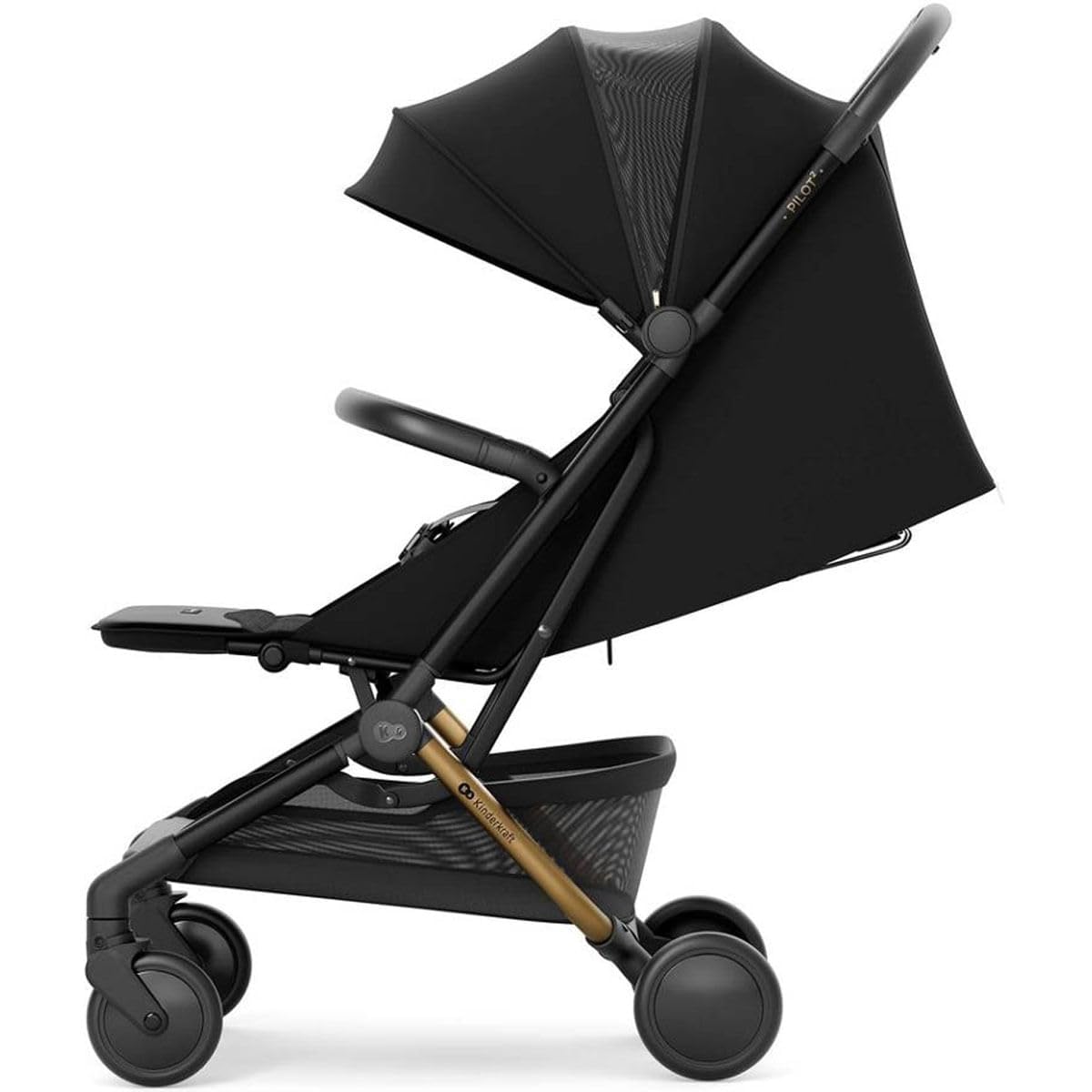 Kinderkraft PILOT 2 Cochecito de Bebé, Silla de Paseo, Deportivo, Sistema Plegable, Pequeñas Dimensiones Después de Plegar, Ligero, Filtro UPF 50+, Arnés de Seguridad de 5 punto, Negro