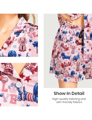 Image of Women's Pajama Sets Funny Pajamas for Women Set Comfortable 2 Piece Button Down Tops & Shorts Sleepwear Short Sleeve