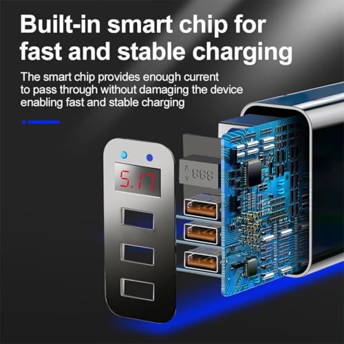 Image of Auorld Pack of 2 36W Fast Charger Travel Adapter with Led Charging Indicator,3 USB Multi Ports Mobile Wall Charger Universal Compatibility for iPhone,Samsung,Pixel Etc